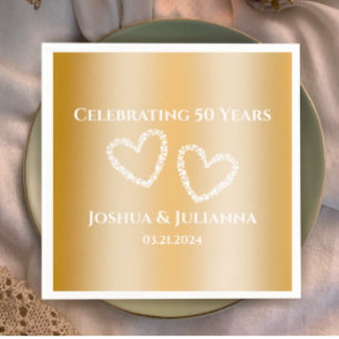 Elegant Custom Faux Gold 50th Wedding Anniversary Napkin