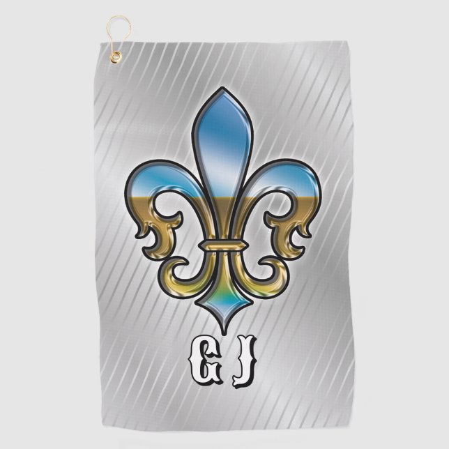 Elegant Custom Fleur De Lis Golf Design Golf Towel (Front)