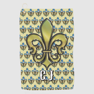 Elegant Custom Fleur De Lis Golf Design Towel
