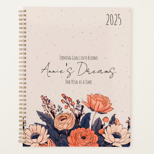 Elegant Custom Floral Design with Name & Message Planner (Front)