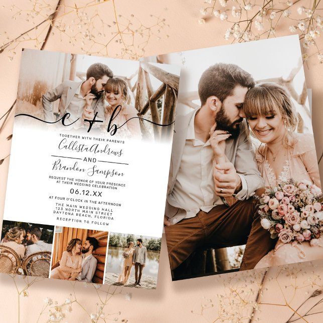 Elegant Custom Full Photo Monogram Wedding Invitation (Creator Uploaded)