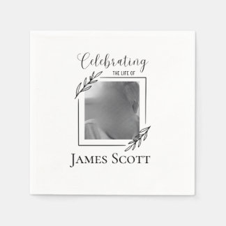 Elegant custom funeral paper napkin with photo 