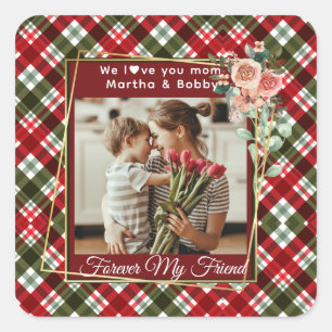Elegant Custom Gift for Mum Mothers Day 1 Photo Square Sticker