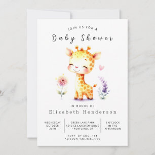 Elegant Custom Giraffe Baby Shower  Invitation