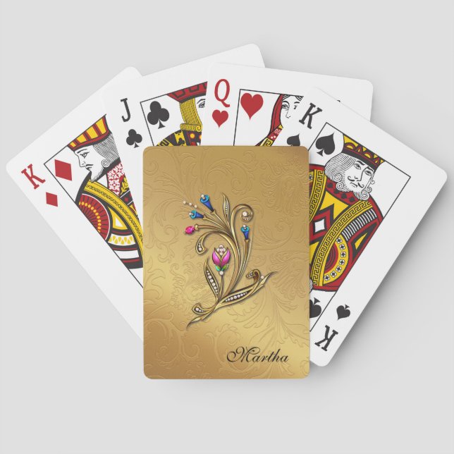 Elegant Custom Gold Tone Playing Cards (Back)