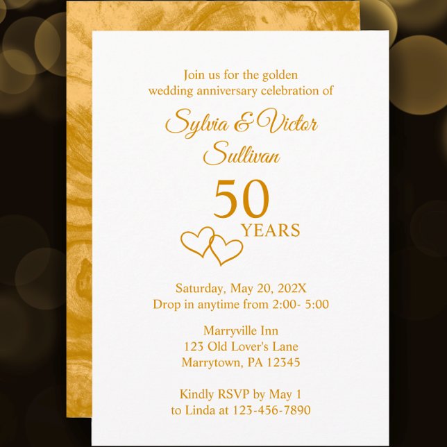 Elegant Custom Golden 50th Anniversary Party Invitation (Customize this elegant simple 50th anniversary party invitation template. )