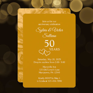 Elegant Custom Golden 50th Anniversary Party Invitation