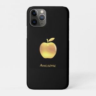 Elegant custom golden apple & text on black  Case-Mate iPhone case
