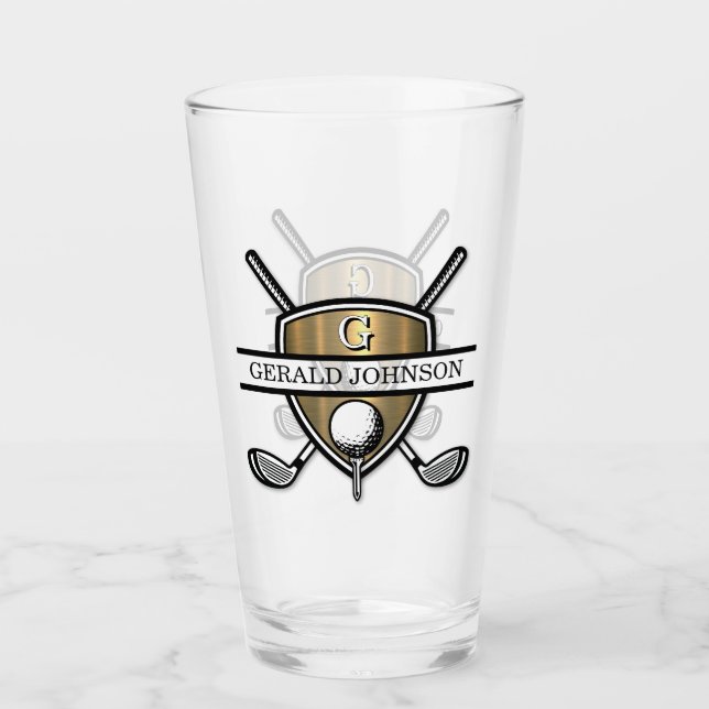 Elegant Custom Golf Monogram Design Glass (Front)