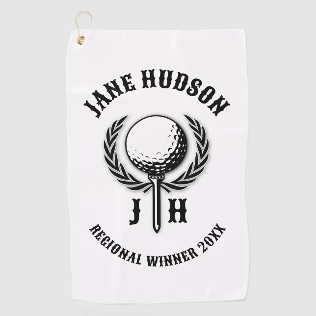 Elegant Custom Golf Monogram Design Towel (Front)