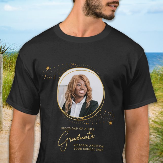 Elegant Custom Graduate Photo Gold Graduation T-Shirt (Creator Uploaded)