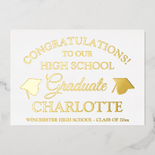 Elegant custom graduation announcement foil card