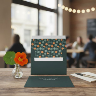 Elegant Custom Green Envelope with Floral Liner