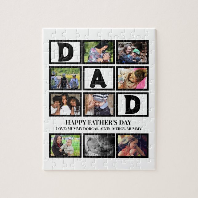 Elegant Custom  Happy Fathers Day 9 Photo Collage  Jigsaw Puzzle (Vertical)
