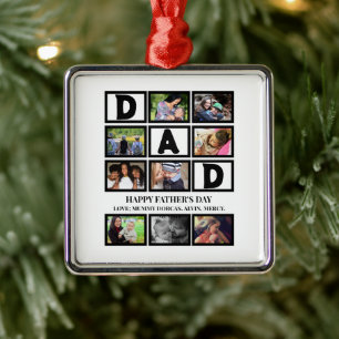 Elegant Custom  Happy Fathers Day 9 Photo Collage  Metal Tree Decoration