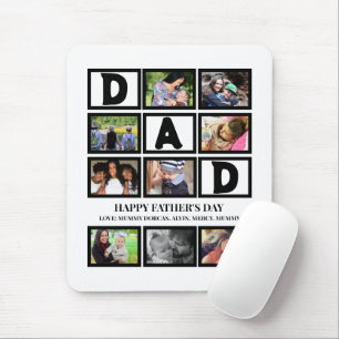 Elegant Custom Happy Fathers Day 9 Photo Collage Mouse Pad