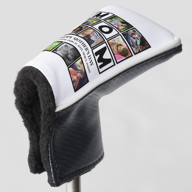 Elegant Custom  Happy Mothers Day 9 Photo Collage  Golf Head Cover (3/4 Front)