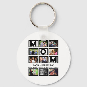 Elegant Custom  Happy Mothers Day 9 Photo Collage  Key Ring