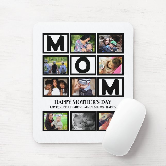 Elegant Custom  Happy Mothers Day 9 Photo Collage  Mouse Pad (With Mouse)
