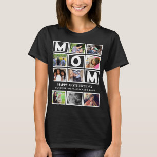 Elegant Custom  Happy Mothers Day 9 Photo Collage T-Shirt