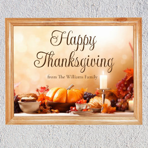 Elegant Custom Happy Thanksgiving Dinner Party Poster
