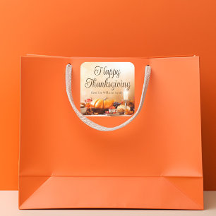 Elegant Custom Happy Thanksgiving Dinner Party Square Sticker