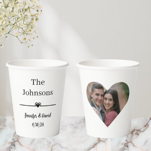 Elegant Custom Heart Photo Wedding  Paper Cups