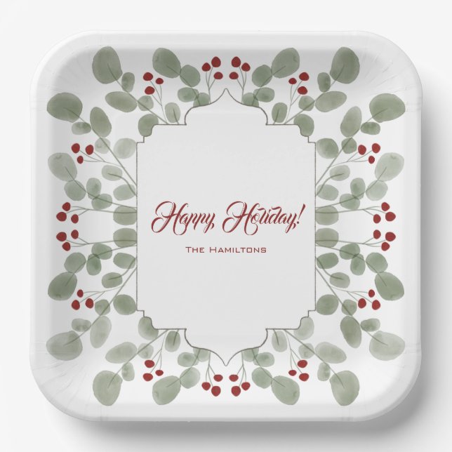 Elegant Custom Holiday  Paper Plate (Front)