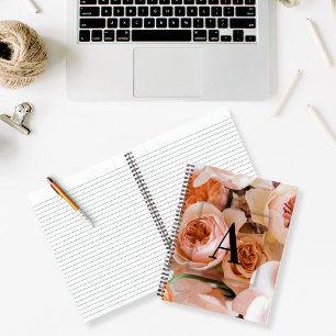Elegant Custom Initial Letter A Roses Monogram  Notebook