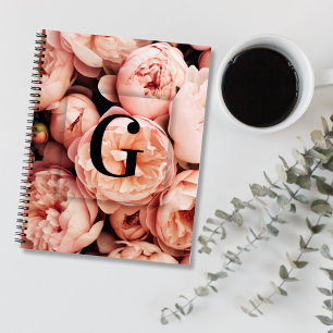 Elegant Custom Initial Letter G Peonies Monogram  Notebook