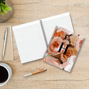 Elegant Custom Initial Letter H Roses Monogram  Notebook