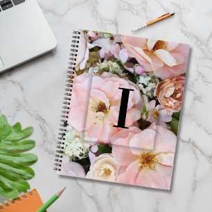 Elegant Custom Initial Letter I Roses Monogram  Notebook