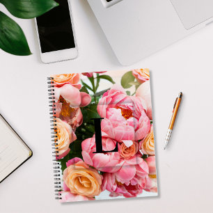 Elegant Custom Initial Letter L Roses Monogram  Notebook
