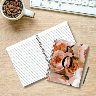 Elegant Custom Initial Letter O Roses Monogram Notebook
