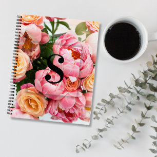 Elegant Custom Initial Letter S Roses Monogram  Notebook