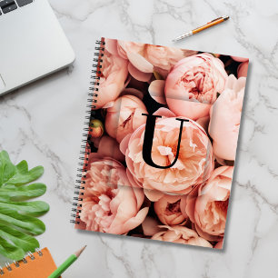 Elegant Custom Initial Letter U Roses Monogram  Notebook