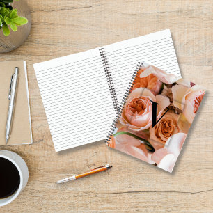 Elegant Custom Initial Letter V Roses Monogram  Notebook