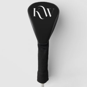 Elegant Custom Initials Black and White Golf Head Cover