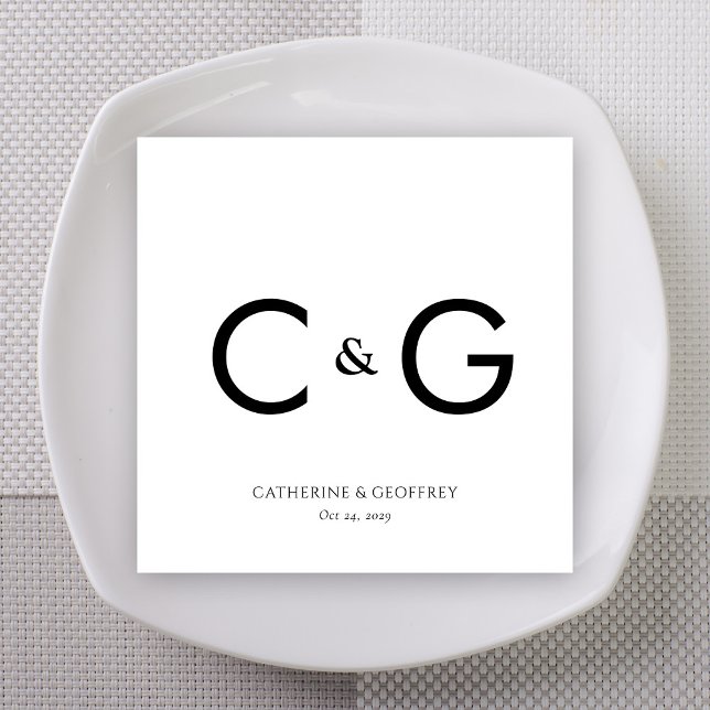 Elegant Custom Initials Monogram Wedding Napkins (Elegant Custom Initials Monogram Wedding Napkins)