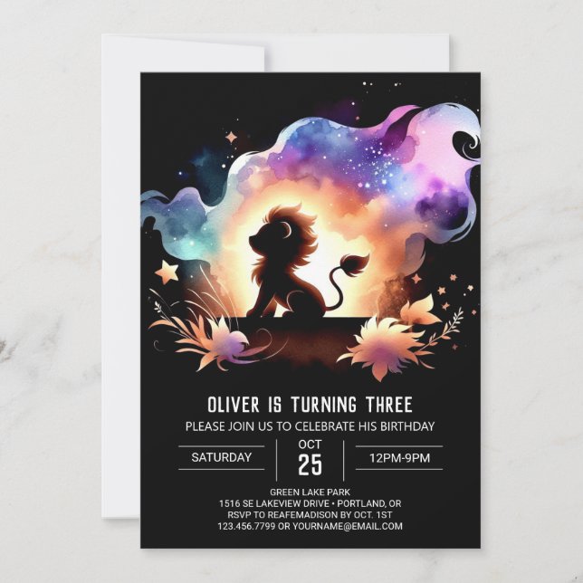 Elegant Custom Lion Birthday  Invitation (Front)