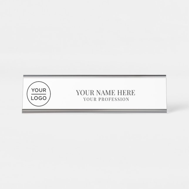 Elegant custom Logo Employee Name, Profession Desk Name Plate (Front)