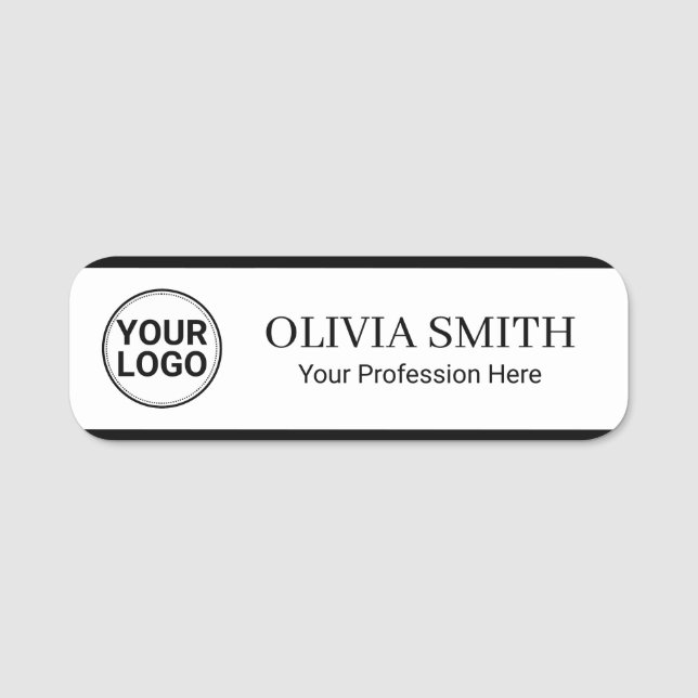 Elegant Custom Logo Employee Name Profession Name Tag (Front)