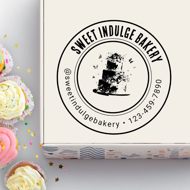 Elegant Custom Logo Name Bakery  Rubber Stamp (Creator Uploaded)