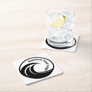Elegant Custom Logo or Photo Square Paper Coaster
