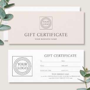 Elegant Custom Logo Pink Gift Certificate Voucher