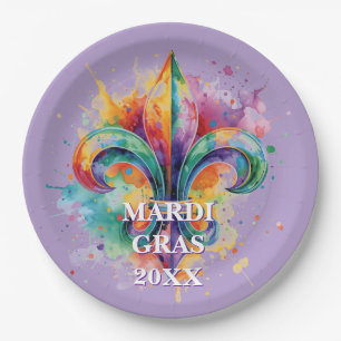 Elegant Custom Mardi Gras Colors Paper Plate