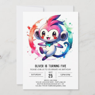 Elegant Custom Monkey Birthday Invitation