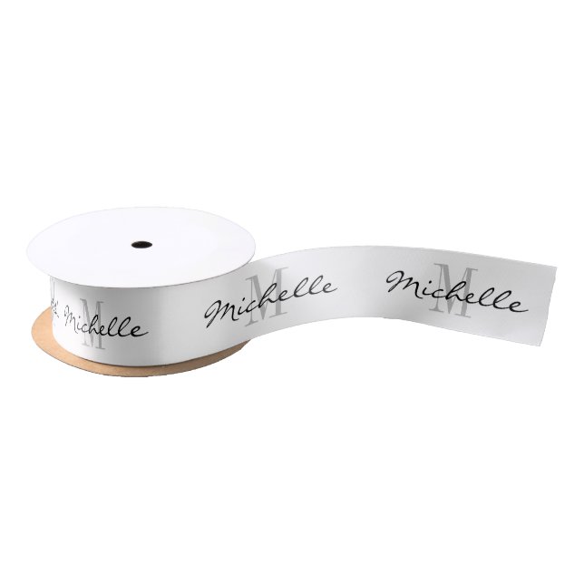 Elegant custom monogram 1.5 inch white Christmas Satin Ribbon (Spool)