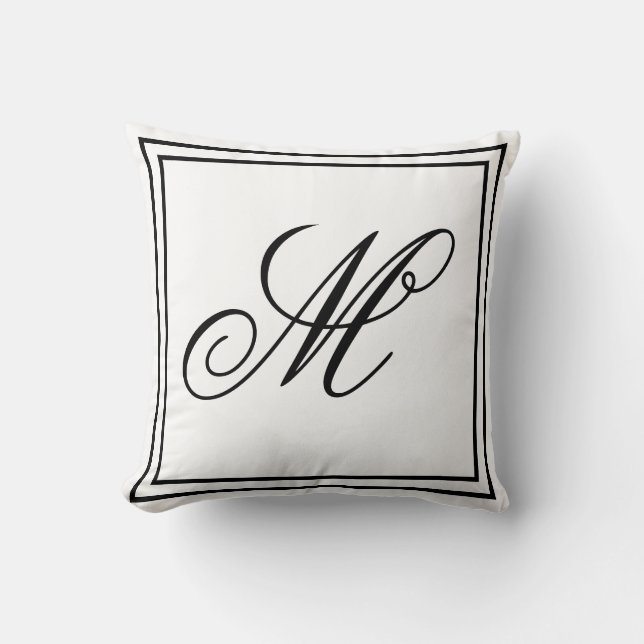 Elegant Custom Monogram White Throw Cushion (Front)