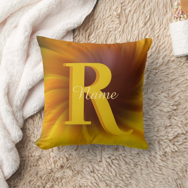 Elegant Custom Monogram Your Initial Name Cushion (Blanket)